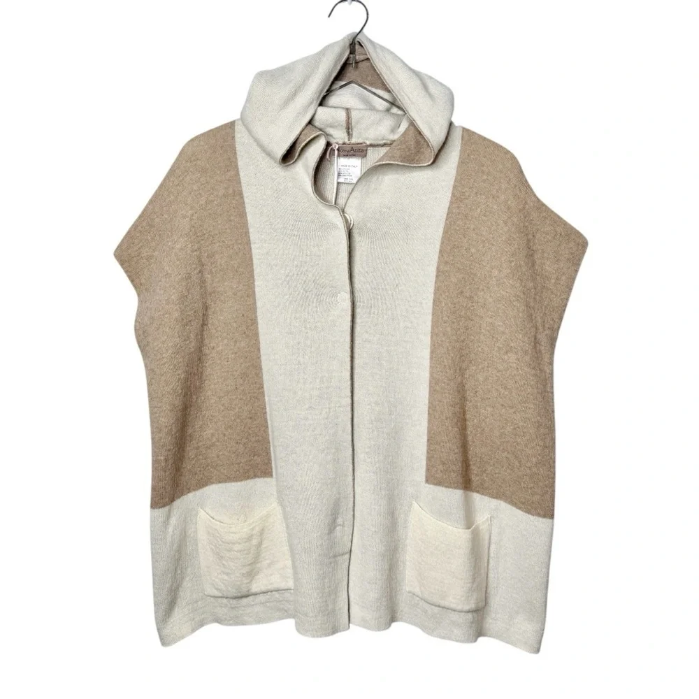 NWT Note Di Anita Cashmere Wool Blend Women’s Hooded Poncho Sweater One Size